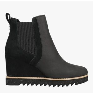 Toms Sutton Black Wedge Ankle Boots-Like New-Size 11